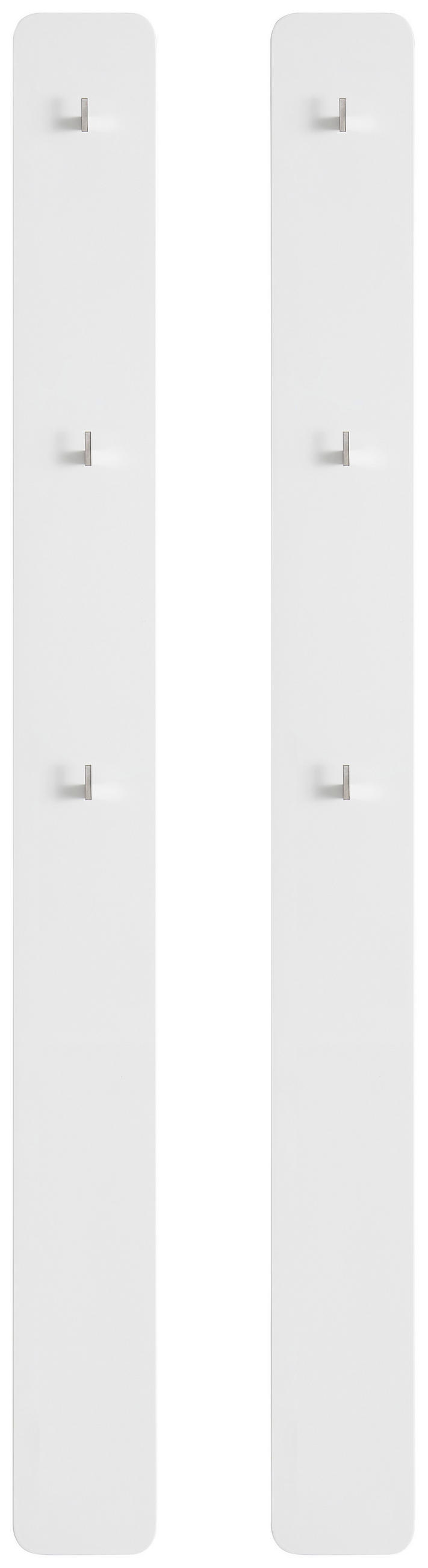 GARDEROBENPANEEL 2 Stück  in 15/164/1,5 cm  - Weiß Hochglanz, Design, Holzwerkstoff/Metall (15/164/1,5cm) - Xora