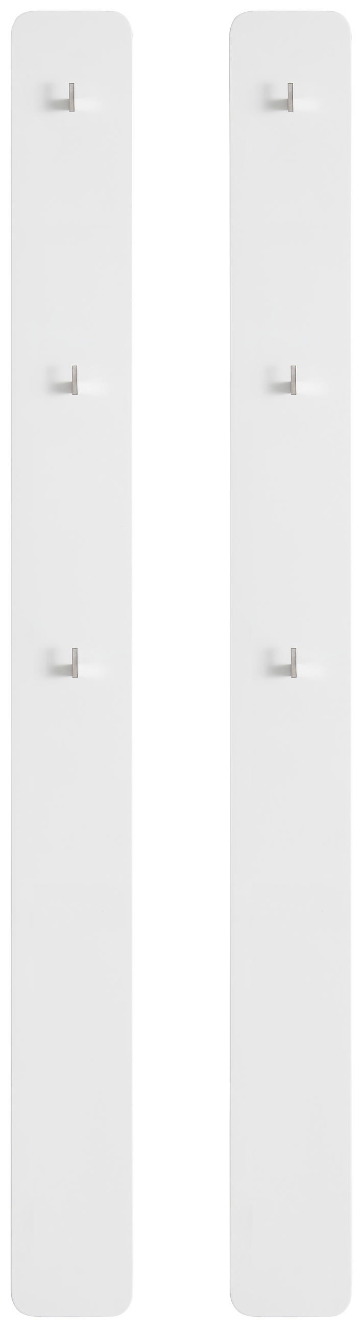 GARDEROBENPANEEL 2 Stück  in 15/164/1,5 cm  - Weiß Hochglanz, Design, Holzwerkstoff/Metall (15/164/1,5cm) - Xora