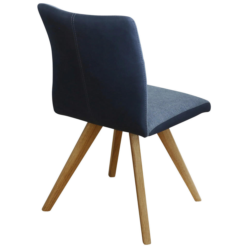 Thumbnail - Linea Natura Stuhl, Blau, Eiche, Dunkelblau, Holz, Textil, Wildeiche, vollmassiv, konisch, eckig, 51.5x87.5x63 cm, Stoff...