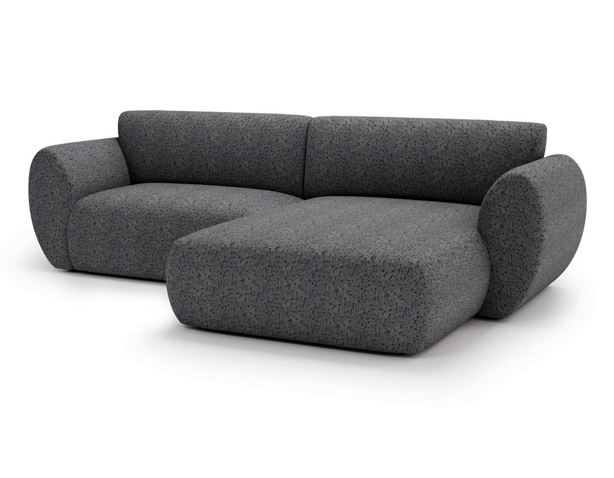 ECKSOFA SOLIS in Chenille Grau  288/170 cm  - Schwarz/Grau, Design, Kunststoff/Textil (288/170cm) - Livetastic
