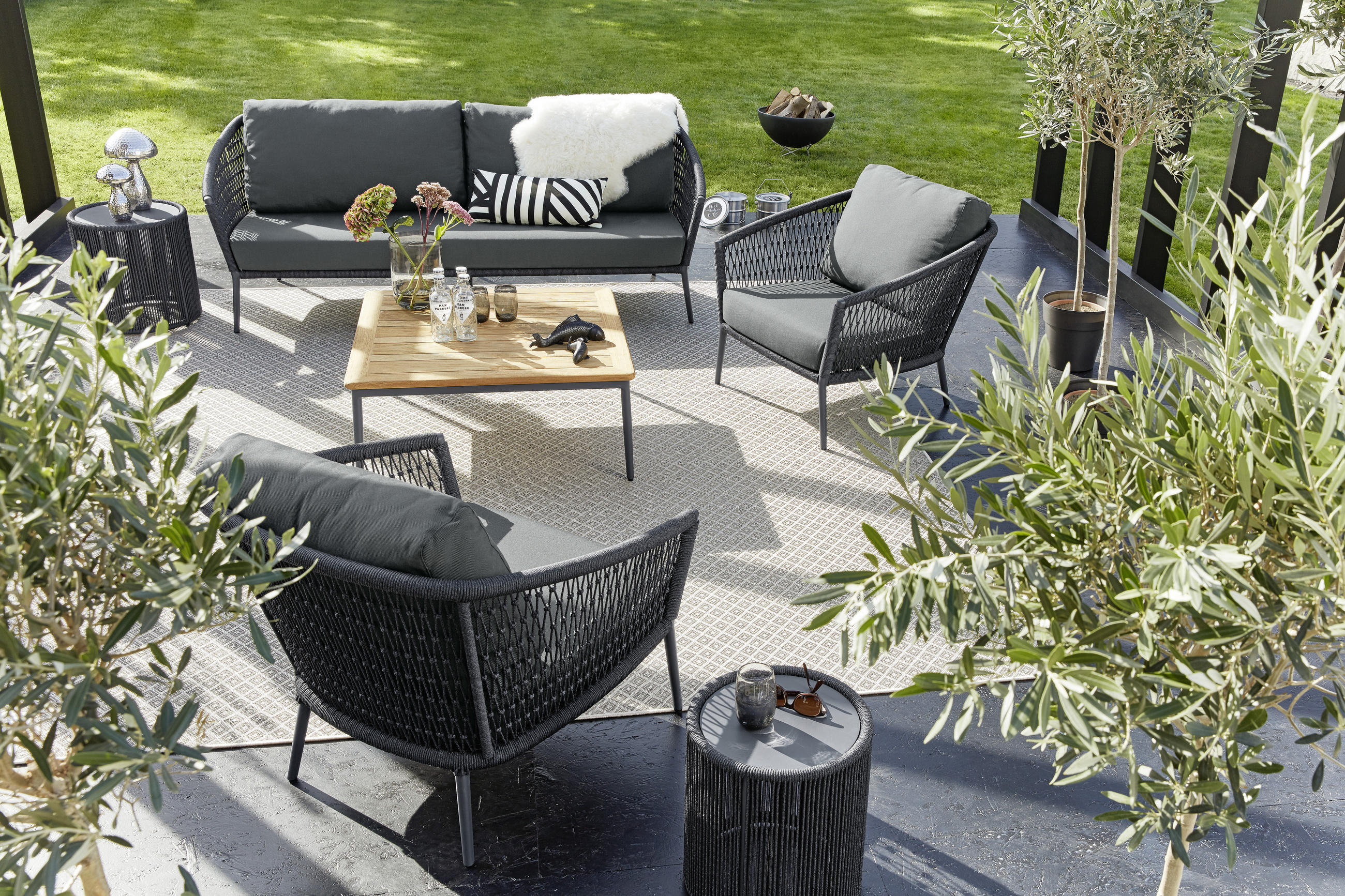 GARTENBEISTELLTISCH 36/36/42 cm Textil  - Grau, Design, Textil/Metall (36/36/42cm) - Musterring
