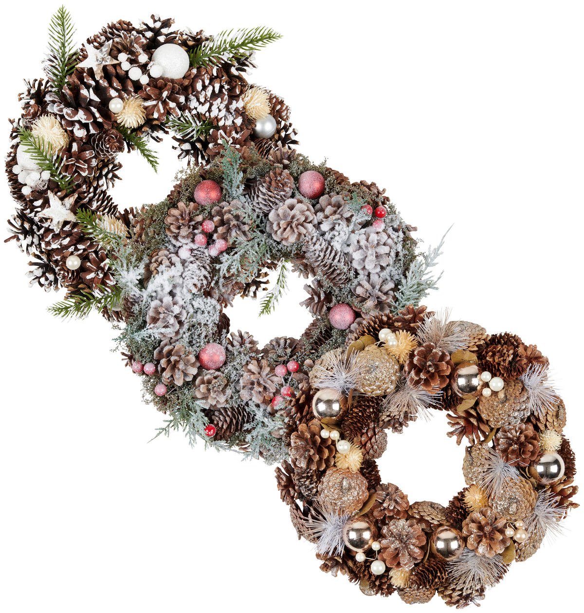 Coroniță Xmassale - maro/verde, Lifestyle, plastic/materiale naturale (34cm) - X-Mas
