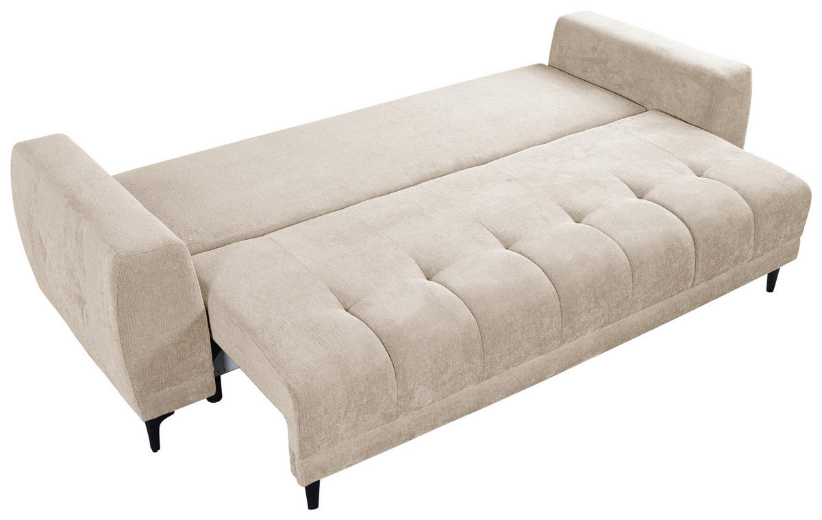 SCHLAFSOFA  mit Bettkasten erhältlich, Bettfunktion erhältlich Struktur Beige  - Beige/Schwarz, Design, Holz/Textil (247/94/90cm) - MID.YOU