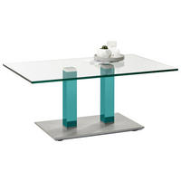 COUCHTISCH Metall, Glas 110/70/46-65 cm  - Türkis/Edelstahlfarben, Design, Glas/Kunststoff (110/70/46-65cm)