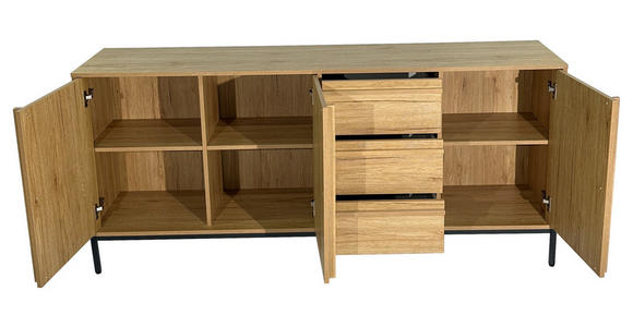 SIDEBOARD WABI in 180/81/40 cm - Eichefarben/Schwarz, Design, Holz/Holzwerkstoff (180/81/40cm) - Xora