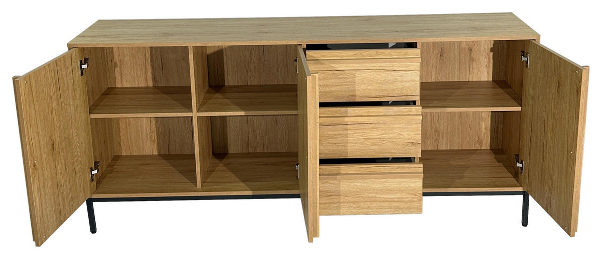 SIDEBOARD WABI  in 180/81/40 cm  - Eichefarben/Schwarz, Design, Holz/Holzwerkstoff (180/81/40cm) - Xora