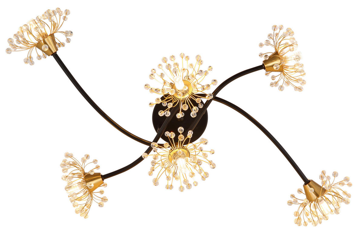 DECKENLEUCHTE    74/43/22 cm  - Klar/Goldfarben, Design, Kunststoff/Metall (74/43/22cm) - Globo