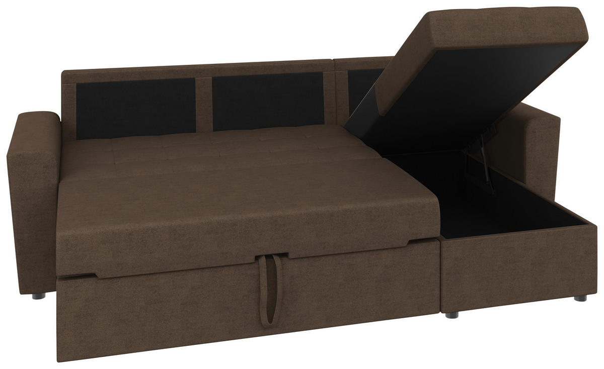 ECKSOFA TERMOLI Braun Jacquard Rückenkissen, Bettkasten  - Schwarz/Braun, Design, Kunststoff/Textil (231/155cm) - MID.YOU