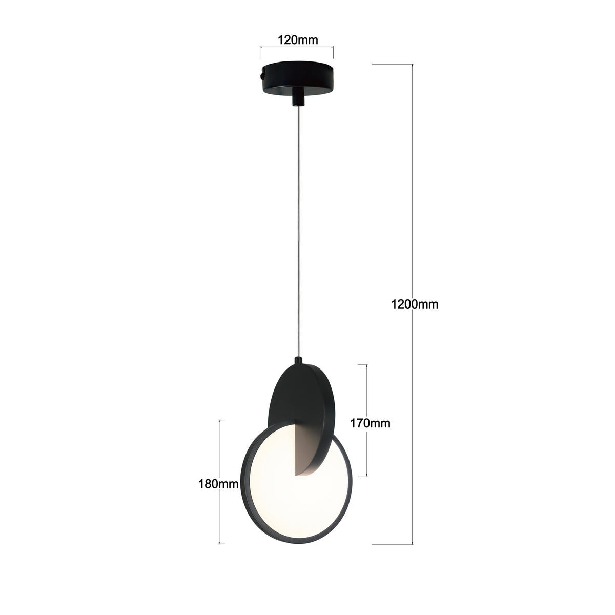 HÄNGELEUCHTE    - Schwarz, Design, Metall (120/18/17cm)