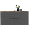 SIDEBOARD Graphitfarben, Eiche Artisan Einlegeböden  - Schwarz/Graphitfarben, MODERN, Holzwerkstoff/Kunststoff (180/91/44cm) - Hom`in