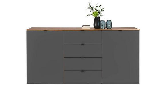 SIDEBOARD Graphitfarben, Eiche Artisan Einlegeböden  - Schwarz/Graphitfarben, MODERN, Holzwerkstoff/Kunststoff (180/91/44cm) - Hom`in