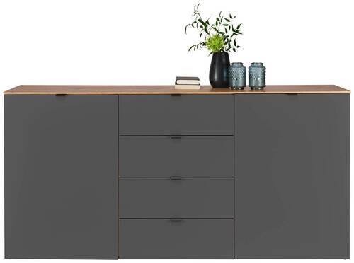 SIDEBOARD Graphitfarben, Eiche Artisan  180/91/44 cm  - Schwarz/Graphitfarben, Modern, Holzwerkstoff/Kunststoff (180/91/44cm) - Hom`in