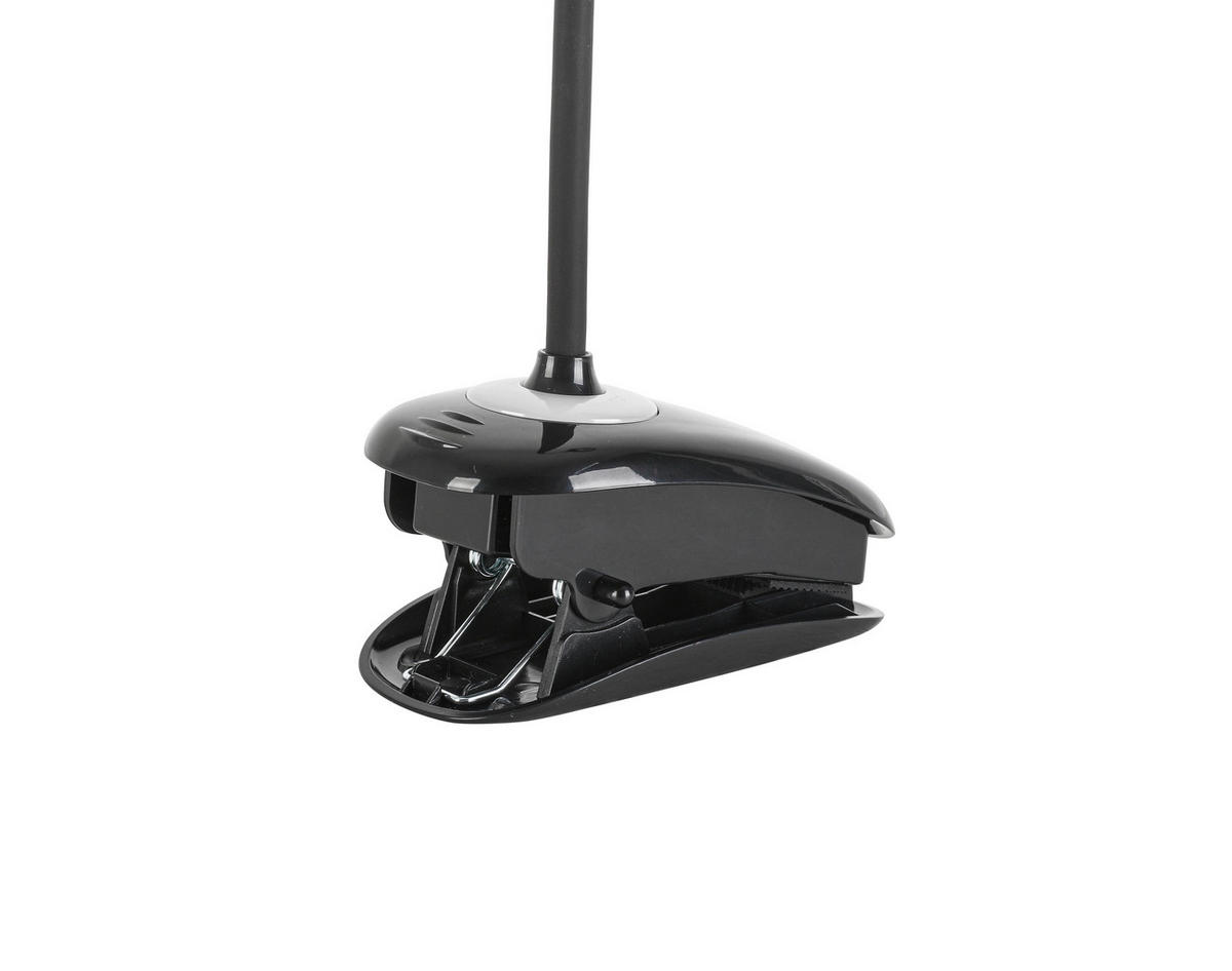 LED LAMPA SO ŠTIPCOM, dotykový stmievač, 42/11/12 cm - čierna, Basics, plast (42/11/12cm) - Boxxx