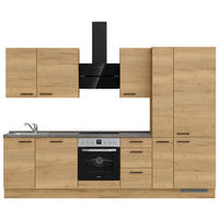 KÜCHENLEERBLOCK 300 cm   in Eichefarben, Schieferfarben  - Schieferfarben/Eichefarben, MODERN, Holzwerkstoff/Metall (300cm) - Nobilia