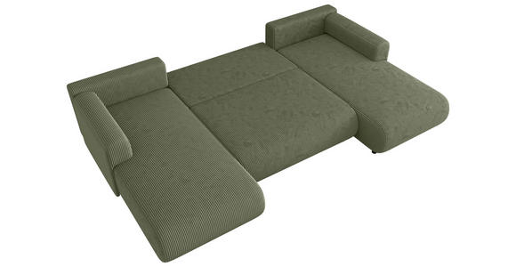 Wohnlandschaft inkl. Funktion Salbeigrün Cord  - Salbeigrün/Schwarz, KONVENTIONELL, Textil (200/360/200cm) - Xora