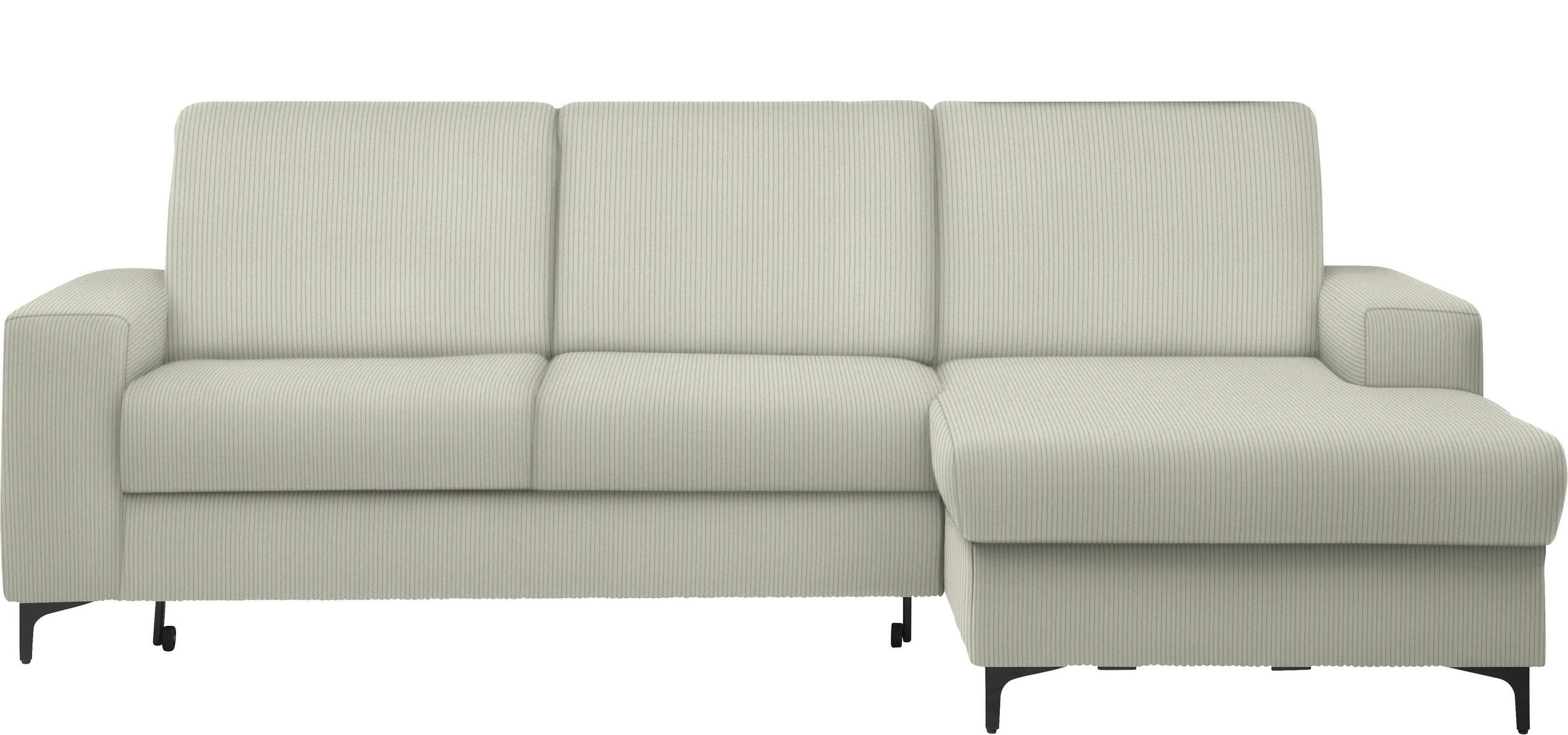 ECKSOFA in Cord Ecru  - Ecru/Schwarz, KONVENTIONELL, Textil/Metall (247/167cm) - Stylife