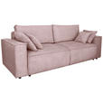 SCHLAFSOFA mit Liegefunktion, Schlafen auf Sitzhöhe, Rücken echt Cord Altrosa - Schwarz/Altrosa, KONVENTIONELL, Kunststoff/Textil (240/89/100cm) - Carryhome