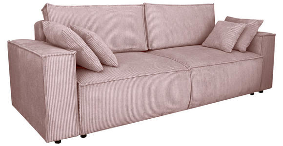 SCHLAFSOFA mit Liegefunktion, Schlafen auf Sitzhöhe, Rücken echt Cord Altrosa - Schwarz/Altrosa, KONVENTIONELL, Kunststoff/Textil (240/89/100cm) - Carryhome