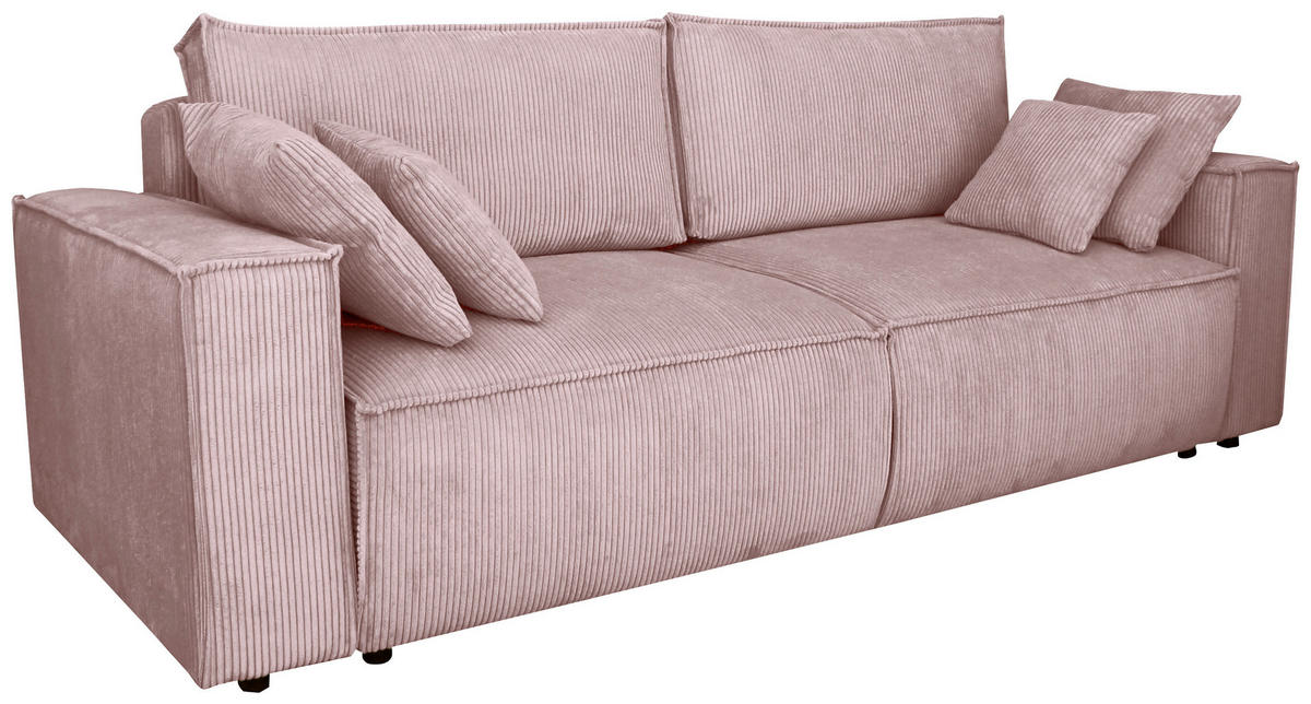 SCHLAFSOFA  mit Liegefunktion, Schlafen auf Sitzhöhe, Rücken echt Cord Altrosa  - Schwarz/Altrosa, KONVENTIONELL, Kunststoff/Textil (240/89/100cm) - Carryhome