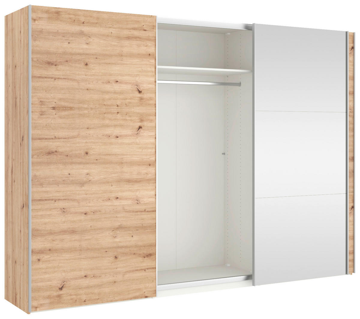 SCHWEBETÜRENSCHRANK  in Eiche Artisan  - Silberfarben/Eiche Artisan, KONVENTIONELL, Glas/Holzwerkstoff (303/220/65cm) - Jutzler