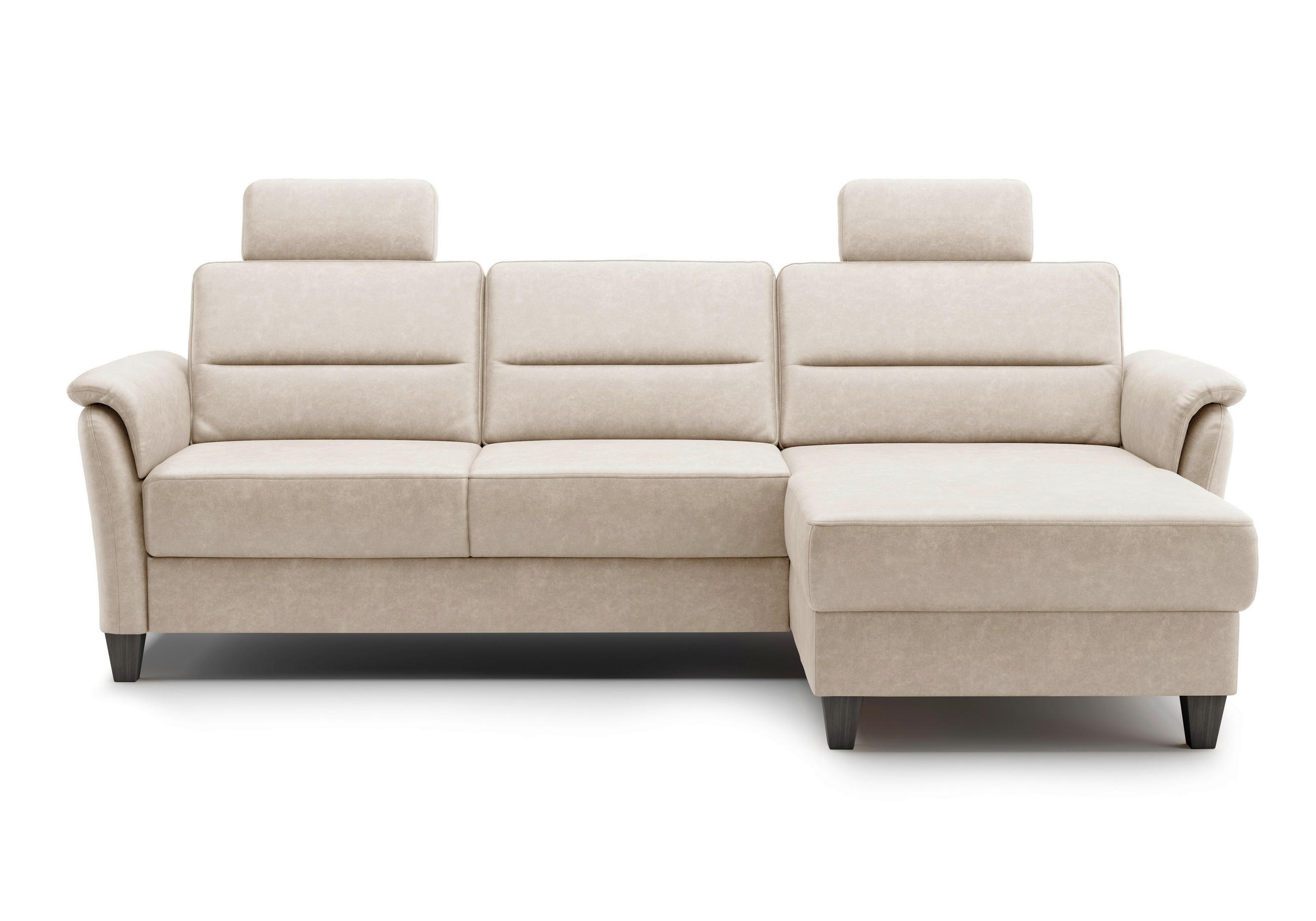 ECKSOFA in Mikrofaser Beige  244/163 cm  - Wengefarben/Beige, KONVENTIONELL, Holz/Textil (244/163cm) - Sit & More