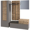 GARDEROBE 4-teilig  in 208/194/42,9 cm  - Wildeiche/Grau, Design, Glas/Holz (208/194/42,9cm) - Voglauer