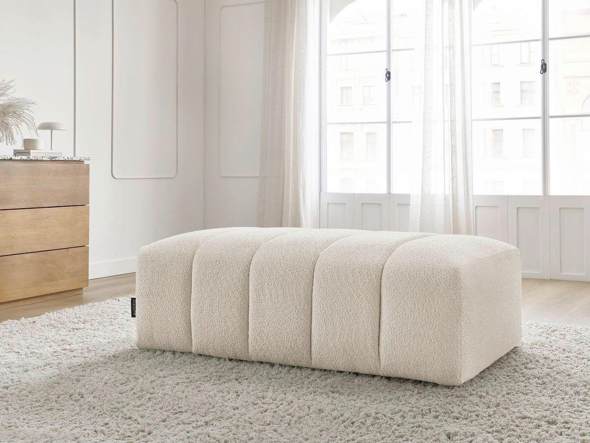 HOCKER ANNECY Bouclé Beige  - Beige/Schwarz, MODERN, Kunststoff/Textil (140/45/70cm)