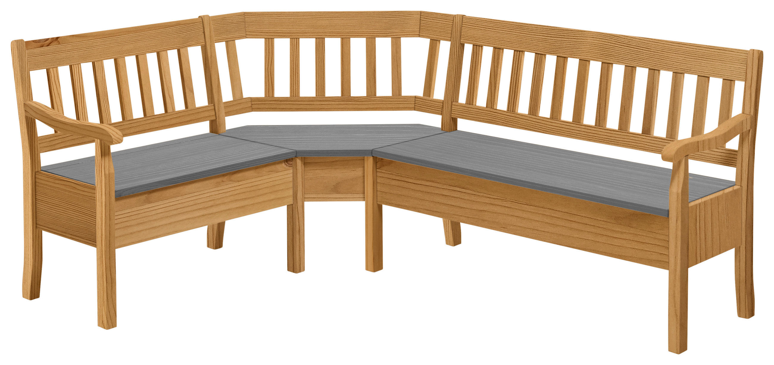 ECKBANK 147/170 cm Laugenfarbig, Grau Kiefer massiv - Laugenfarbig/Grau, ROMANTIK / LANDHAUS, Holz (147/170cm) - Boxxx