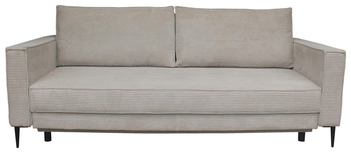SCHLAFSOFA  mit Liegefunktion, Rücken echt, haustierfreundlicher Bezug Cord Naturfarben  - Schwarz/Naturfarben, KONVENTIONELL, Textil/Metall (222/93/98cm) - Carryhome