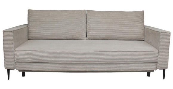 SCHLAFSOFA Cord Naturfarben Rückenkissen, Bettkasten, Schlaffunktion, Rücken echt, Liegefläche im Originalstoff  - Schwarz/Naturfarben, KONVENTIONELL, Textil/Metall (222/93/98cm) - Carryhome