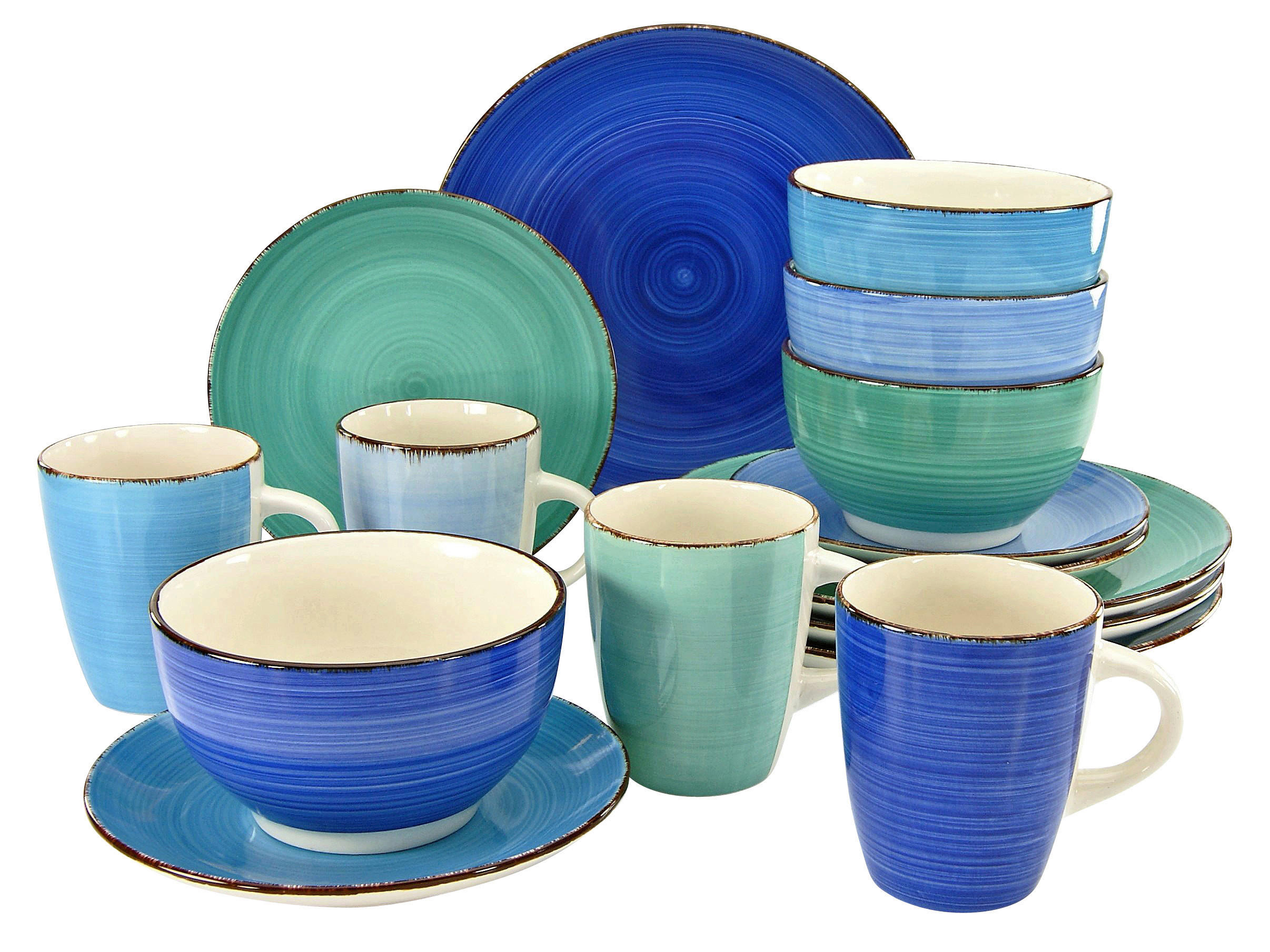 KOMBINOVANÁ SOUPRAVA, 16dílné, pórovina - vícebarevná, Basics, keramika (34/30/32cm) - Creatable