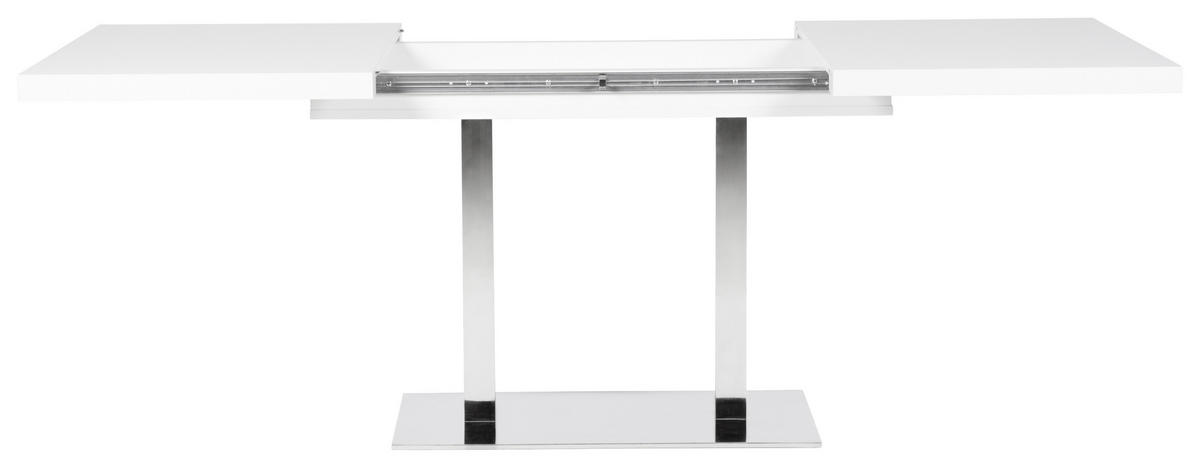 ESSTISCH Weiß, Edelstahlfarben rechteckig  ausziehbar  - Edelstahlfarben/Weiß, KONVENTIONELL, Holzwerkstoff/Metall (120/80/74cm) - MID.YOU