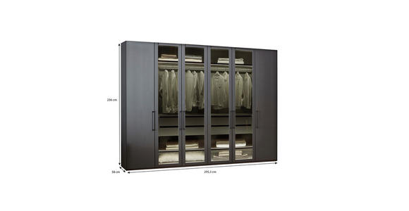 DREHTÜRENSCHRANK in Graphitfarben - Schwarz/Graphitfarben, KONVENTIONELL, Glas/Holzwerkstoff (300/236/58cm) - Novel