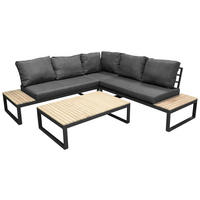 LOUNGEGARNITUR 225/225 cm Akazie Aluminium  - Dunkelgrau/Grau, KONVENTIONELL, Holz/Textil (225/225cm) - Gardenson