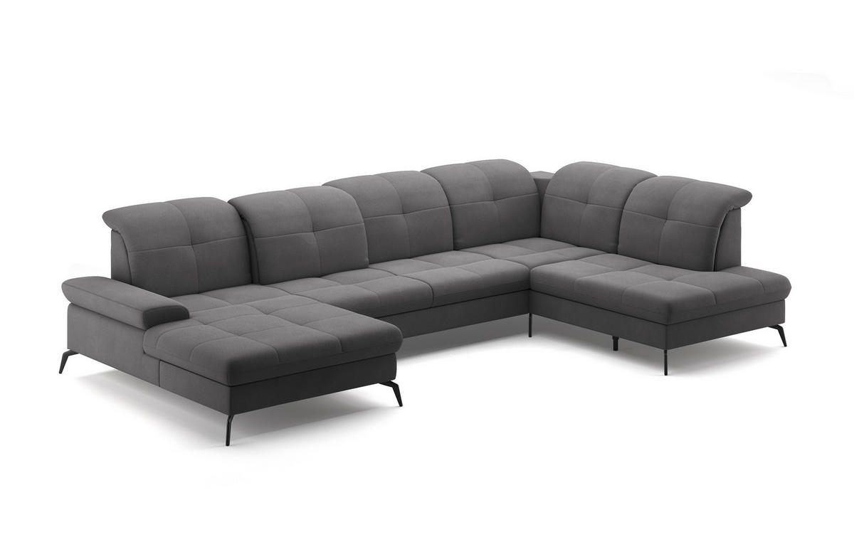 WOHNLANDSCHAFT in Flachgewebe Grau  - Schwarz/Grau, Konventionell, Textil/Metall (185/357/231cm) - Sit & More