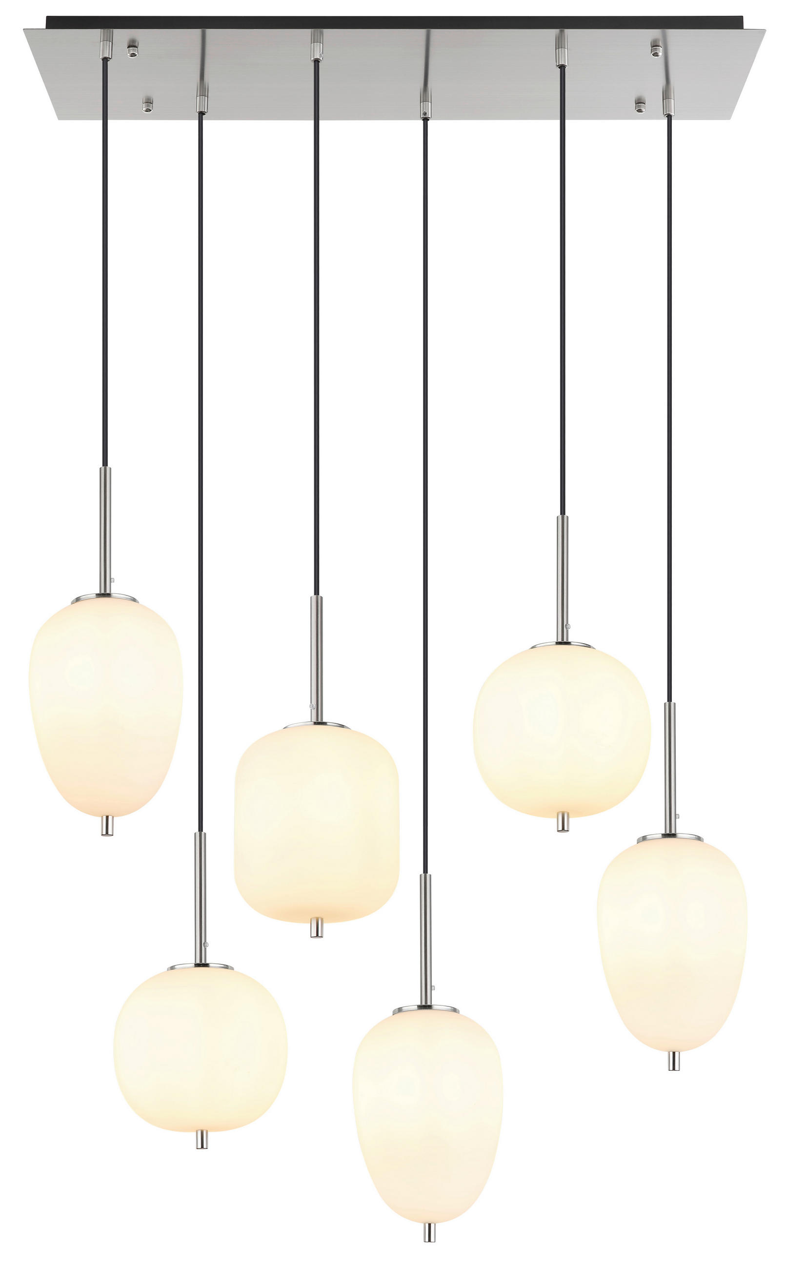 HÄNGELEUCHTE BLACKY I 80/34/120 cm   - Opal/Nickelfarben, Basics, Glas/Metall (80/34/120cm) - Globo