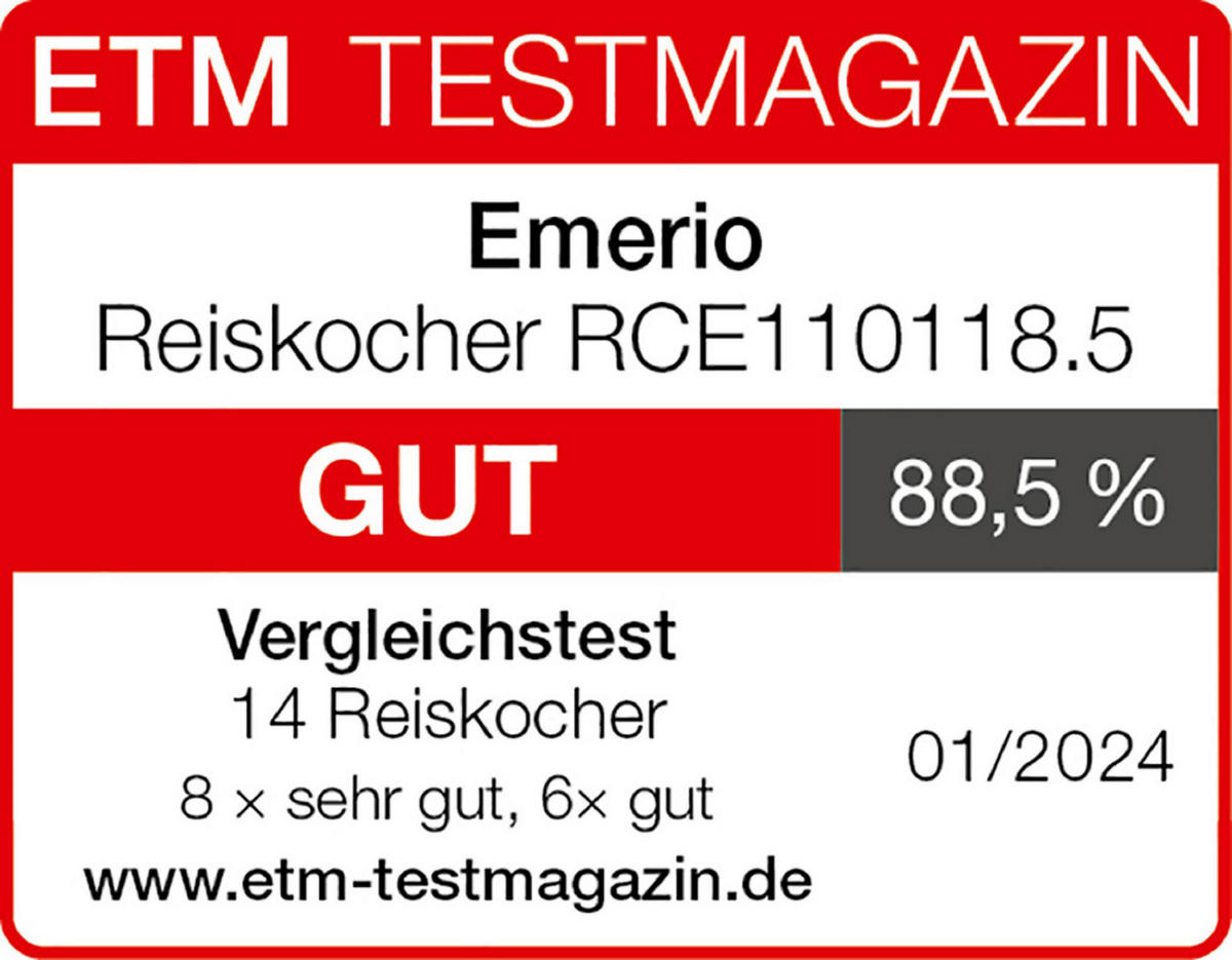 CUISEUR À RIZ - Edelstahlfarben/Schwarz, Basics, Kunststoff/Metall (26/25/26cm) - EMERIO