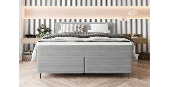 BOXSPRINGBETT 180/200 cm  in Hellgrau  - Hellgrau/Schwarz, KONVENTIONELL, Textil/Metall (180/200cm) - Carryhome