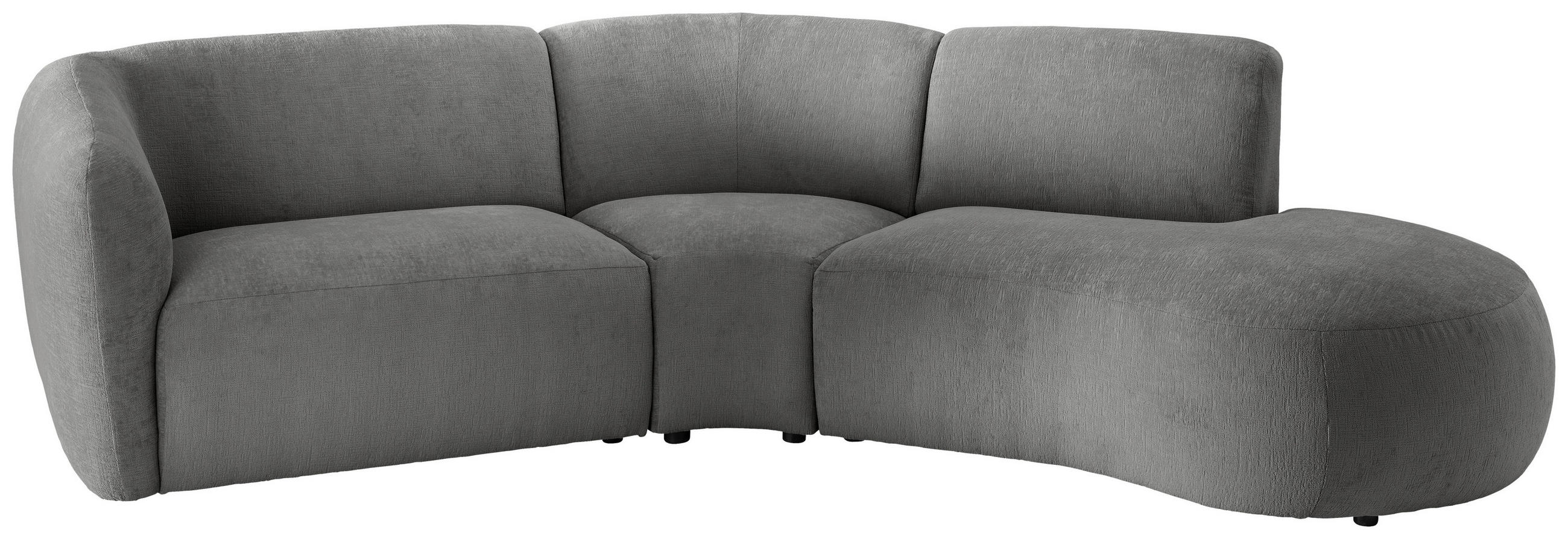 ECKSOFA Graubraun Mikrofaser  - Graubraun/Schwarz, MODERN, Kunststoff/Textil (276/182cm) - Livetastic