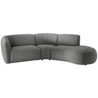 ECKSOFA Graubraun Mikrofaser  - Graubraun/Schwarz, MODERN, Kunststoff/Textil (276/182cm) - Livetastic