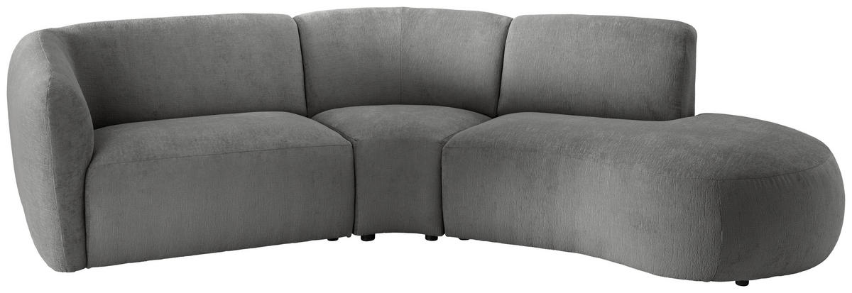ECKSOFA Graubraun Mikrofaser  - Graubraun/Schwarz, MODERN, Kunststoff/Textil (276/182cm) - Livetastic