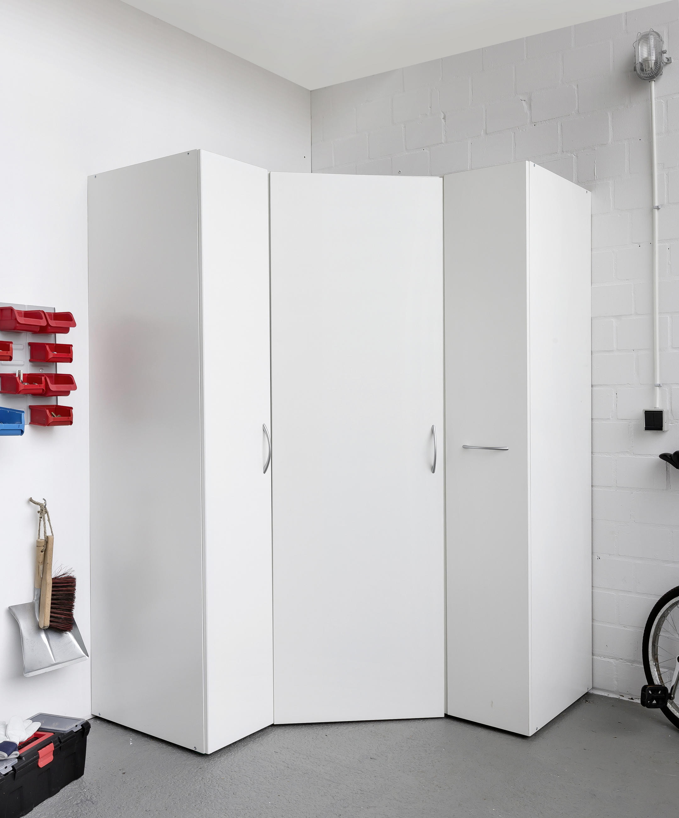 ECKSCHRANK Weiß - Alufarben/Weiß, KONVENTIONELL, Holzwerkstoff/Kunststoff (80/185/80cm) - Xora