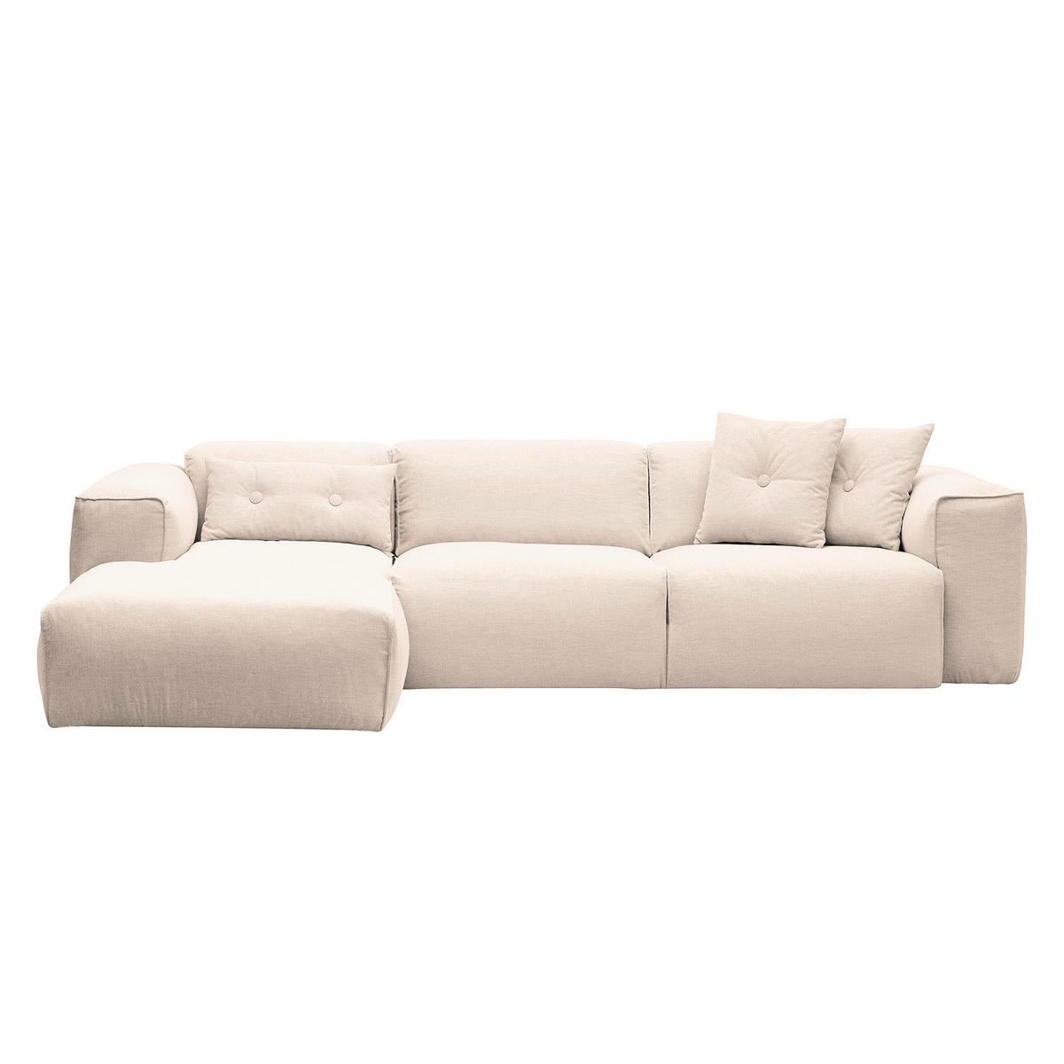 ECKSOFA Beige Webstoff  - Beige/Schwarz, Design, Kunststoff/Textil (171/290cm) - home24