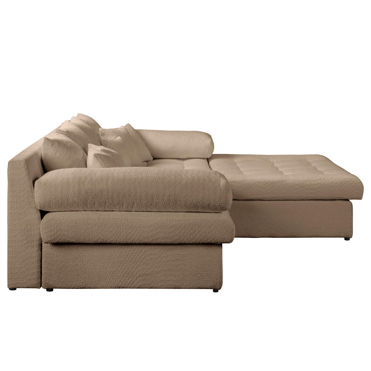 ECKSOFA Naomi in Chenille Hellbraun Rückenkissen  284/243 cm  - Hellbraun/Schwarz, Design, Kunststoff/Textil (284/243cm) - P & B
