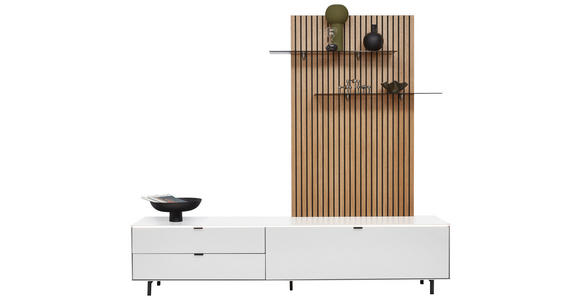 LOWBOARD Weiß  216,8/50,1/46 cm  - Schwarz/Weiß, Design, Holz/Metall (216,8/50,1/46cm) - Dieter Knoll