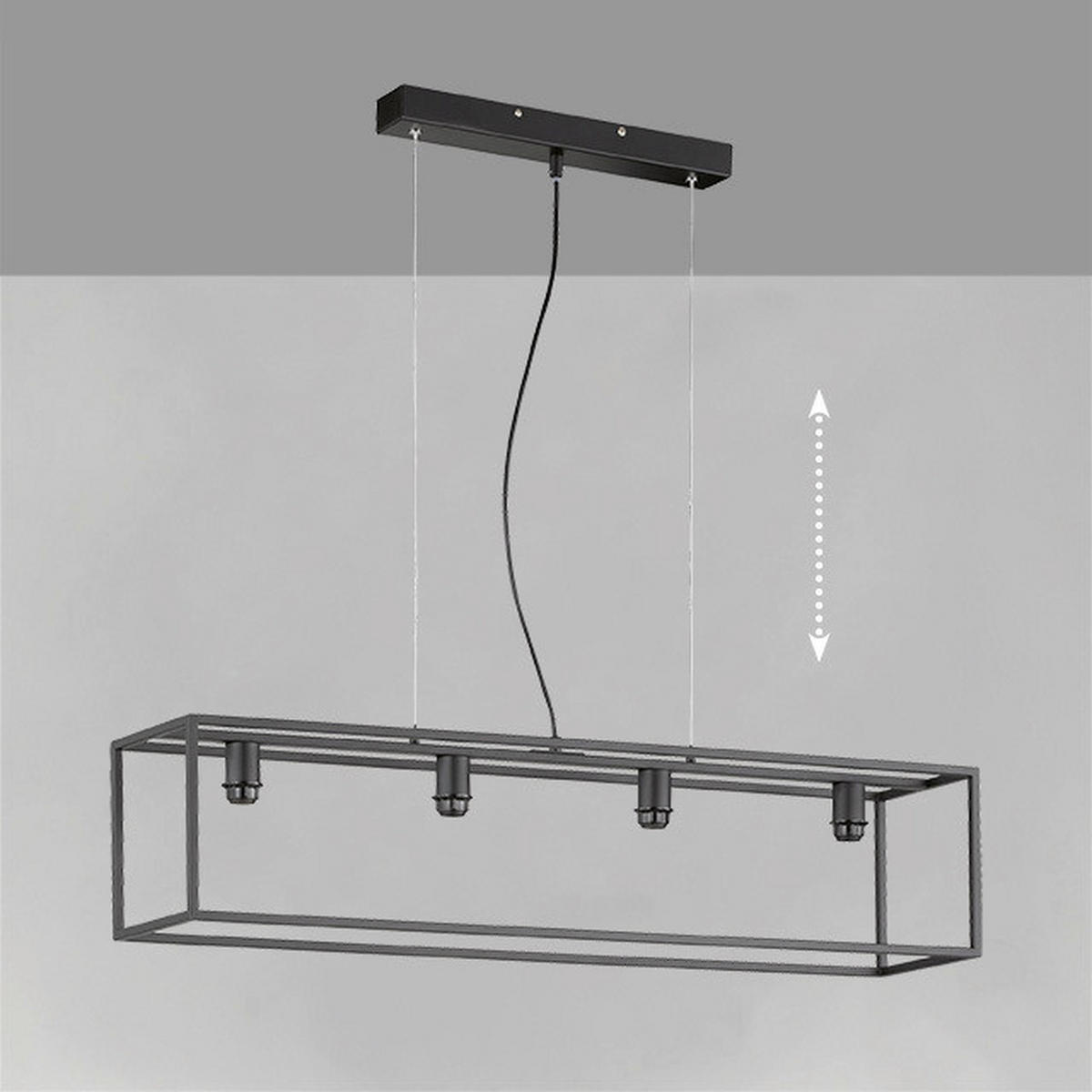 HÄNGELEUCHTE 115/25/160 cm    - Schwarz, Basics, Metall (115/25/160cm) - Fischer & Honsel