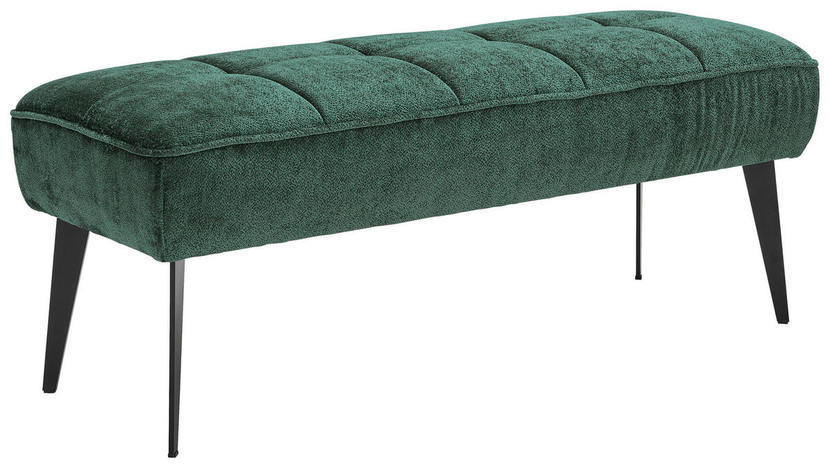 SITZBANK 133/54/47 cm Webstoff Dunkelgrün Metall  - Dunkelgrün/Schwarz, MODERN, Textil/Metall (133/54/47cm) - Welnova