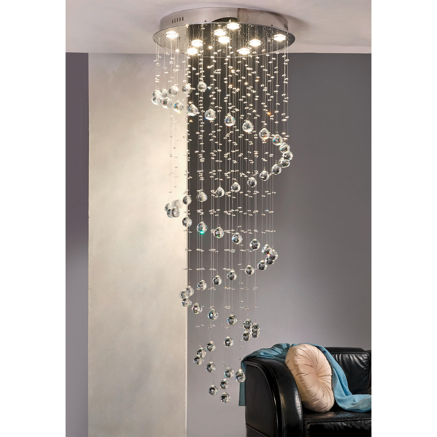 DECKENLEUCHTE 60/60/150 cm   - Chromfarben, KONVENTIONELL, Glas/Metall (60/60/150cm)