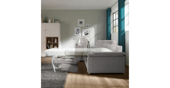 ECKSOFA in Flachgewebe Blaugrau - Chromfarben/Blaugrau, KONVENTIONELL, Textil/Metall (176/285cm) - Novel