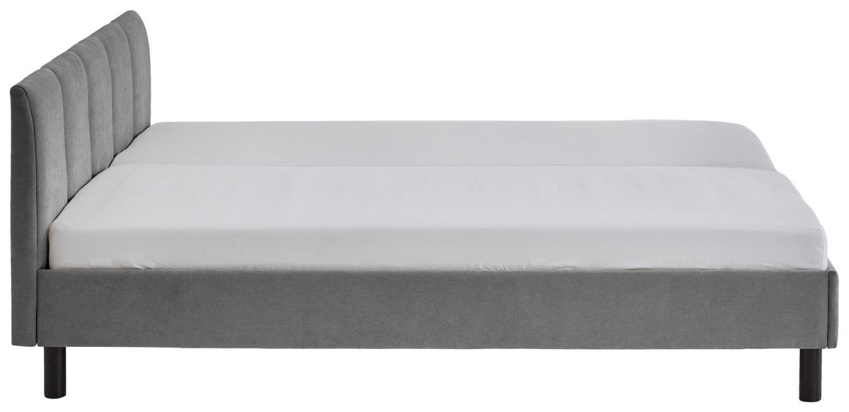 POLSTERBETT 180/200 cm  in Grau  - Schwarz/Grau, Basics, Holz/Textil (180/200cm) - Boxxx